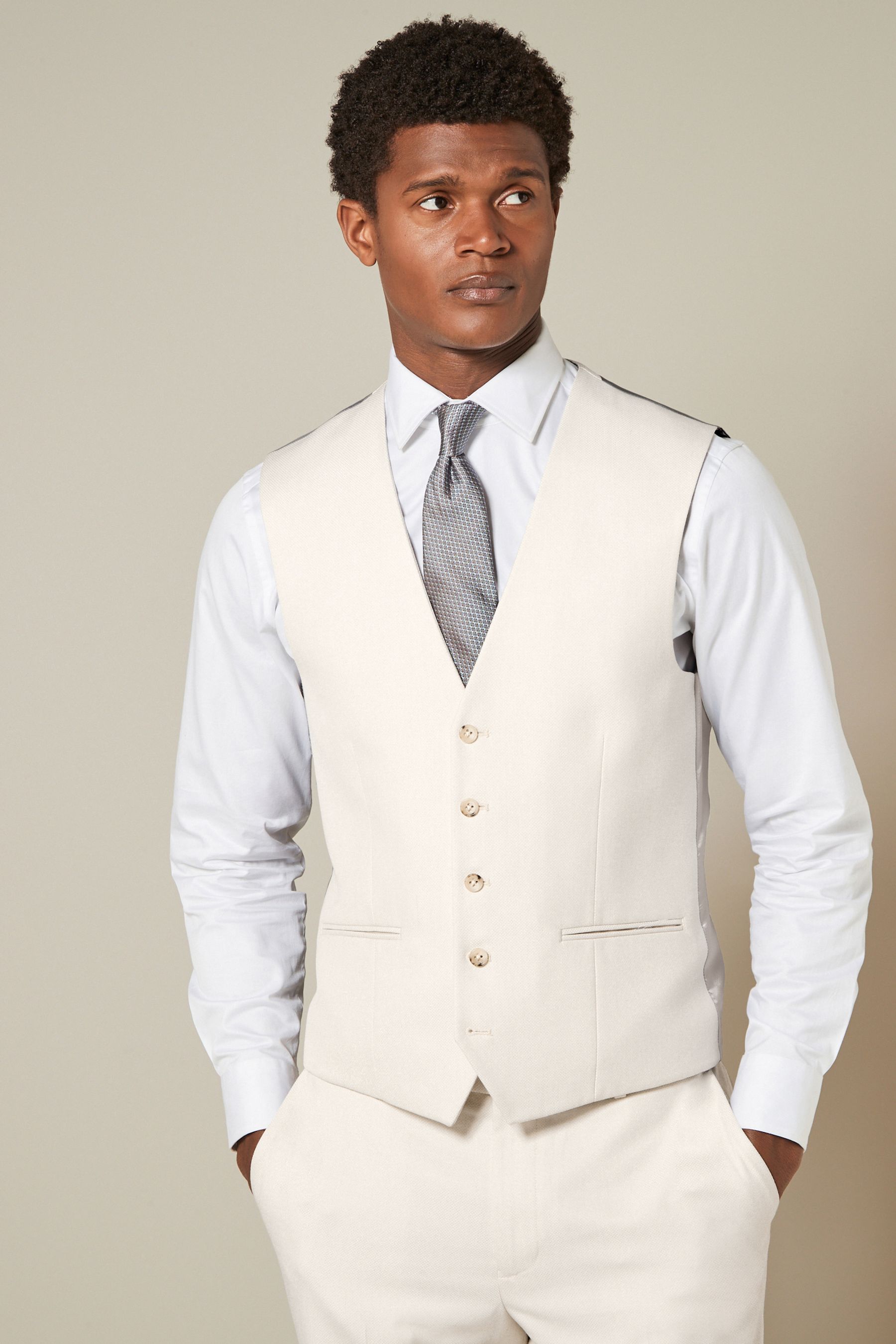 Buy Ecru Textured Suit Waistcoat from the Next UK online shop