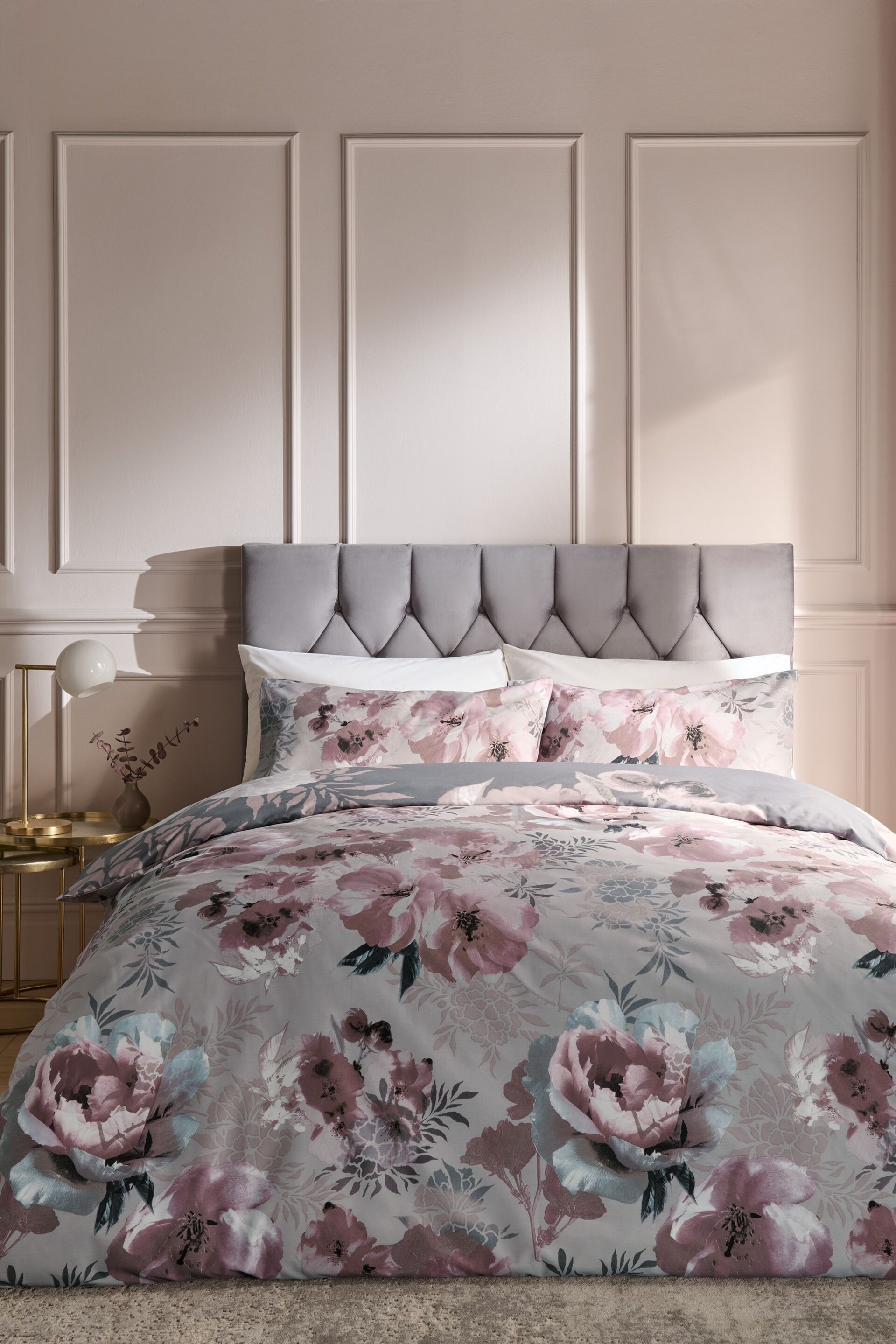 Catherine Lansfield Pink Dramatic Floral Duvet Cover And Pillowcase Set - Image 2 of 4