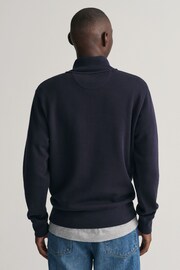 GANT Evening Blue Sacker Rib Half Zip Jumper - Image 2 of 5