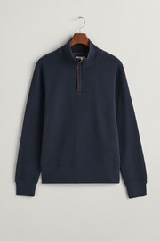 GANT Evening Blue Sacker Rib Half Zip Jumper - Image 5 of 5