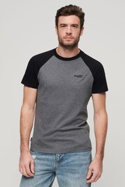 Superdry Grey Essential Logo Baseball T-Shirt - Image 1 of 6