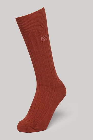Superdry Red Organic Cotton Unisex Core Rib Crew Socks 3 Pack