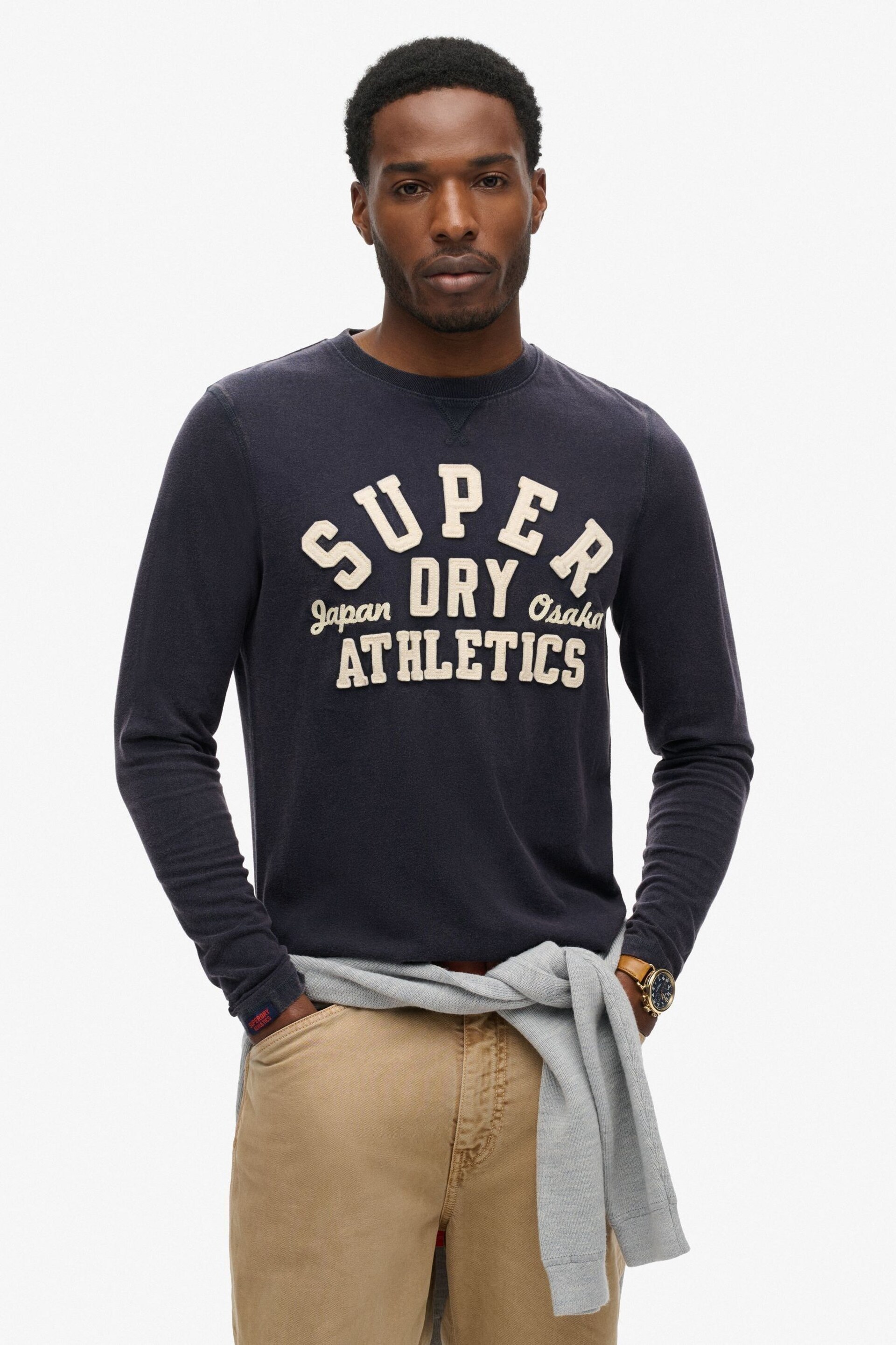 Superdry Black Athletic Long Sleeve Top - Image 1 of 5