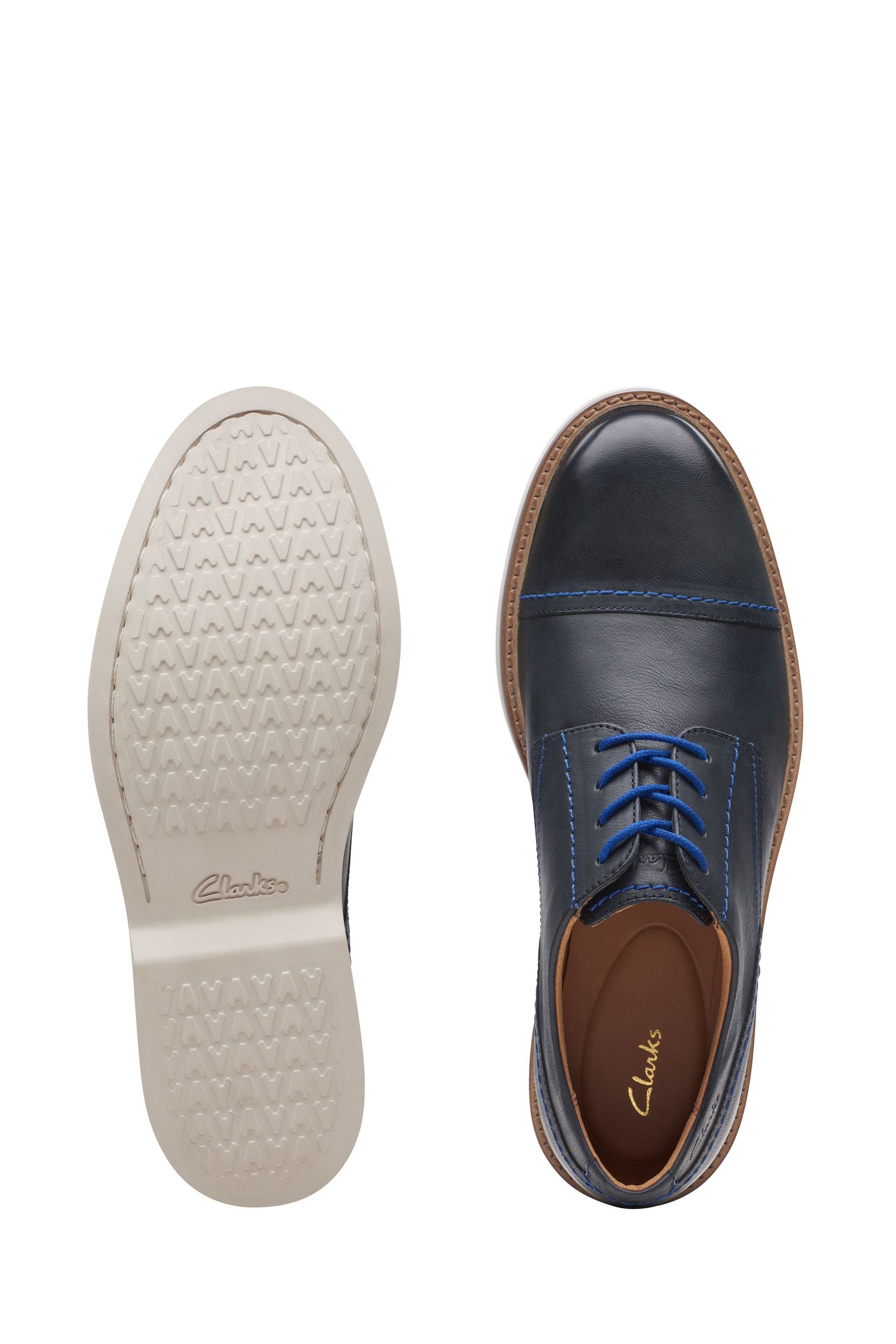 Buy Clarks Blue Leather Atticus LT Cap Shoes from Next Austria