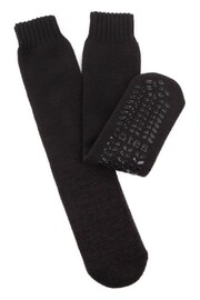 Totes Black Mens Premium Thermal Wool Blend Slipper Socks - Image 3 of 5