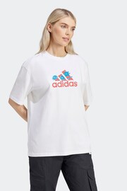 adidas White Sportswear Flower Pack Badge Of Sport T-Shirt - Image 6 of 7