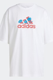 adidas White Sportswear Flower Pack Badge Of Sport T-Shirt - Image 7 of 7