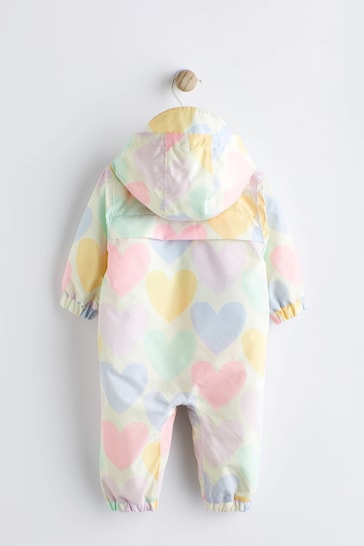 Pastel Yellow/ Pink/ Lilac Heart Baby Packable All-In-One Pramsuit (0mths-2yrs)