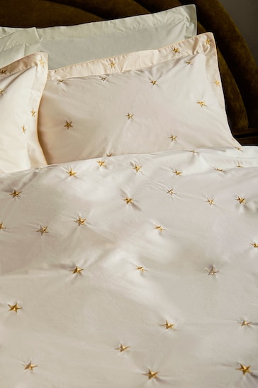 Rockett St George White Embroidered Falling Star Duvet Cover and Pillowcase Set