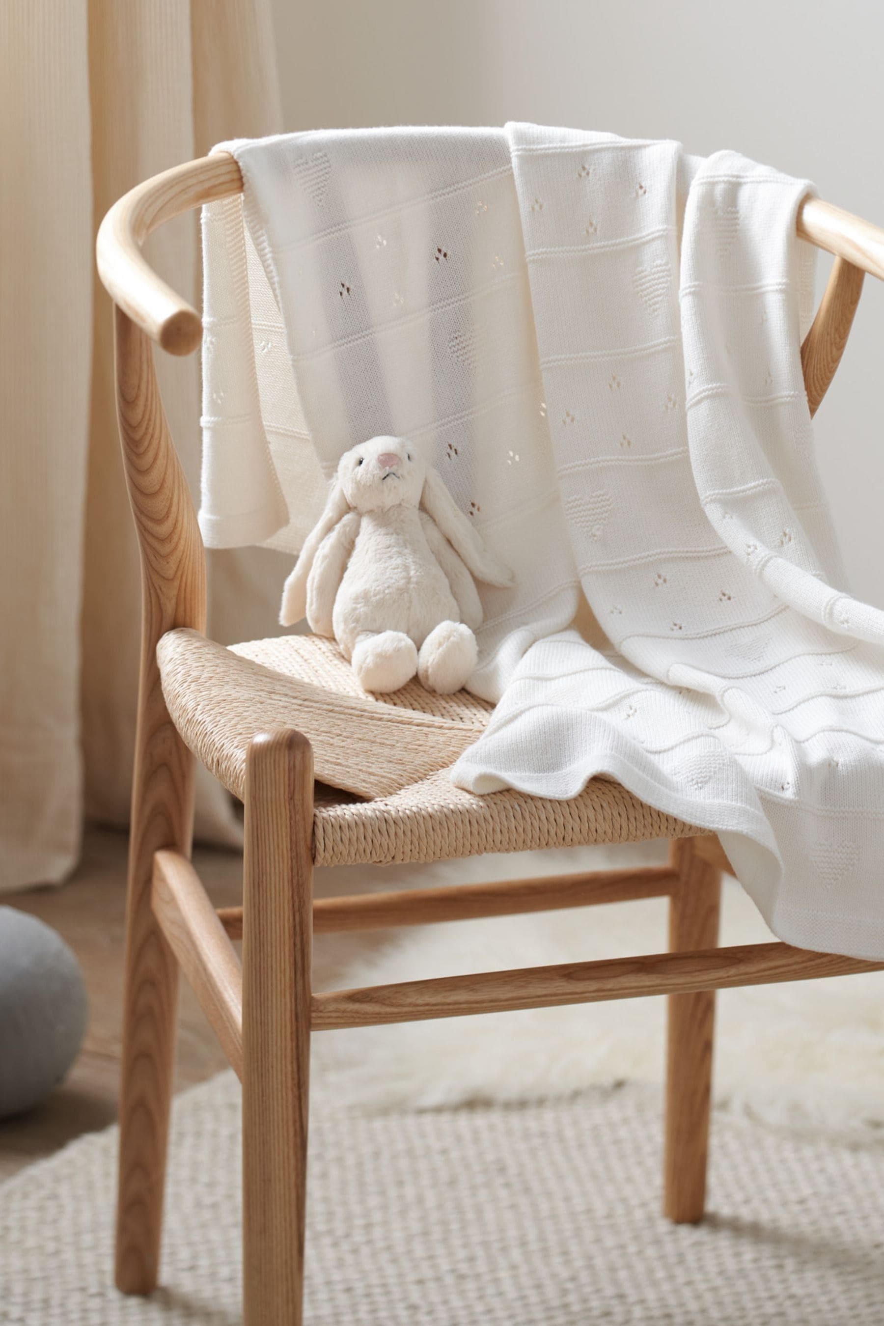 Buy The White Company Baby Heart Pointelle 100 Cotton White Blanket from Next Luxembourg