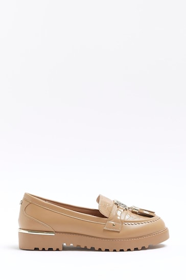Buy River Island Brown Beige Wide Trim Loafers from the Next UK online shop