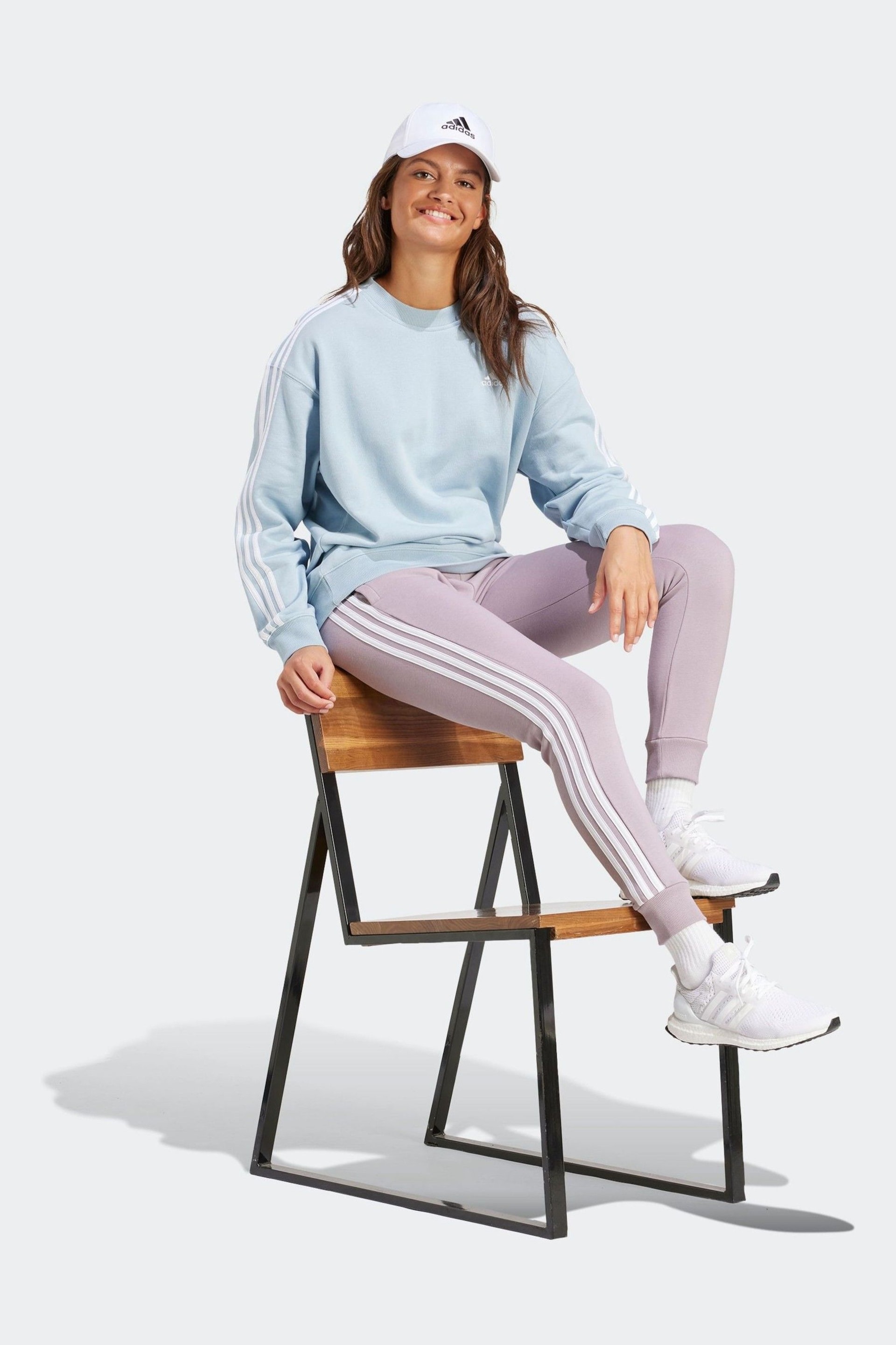 adidas Blue Sportswear Essentials 3-Stripes Sweatshirt - Image 1 of 3