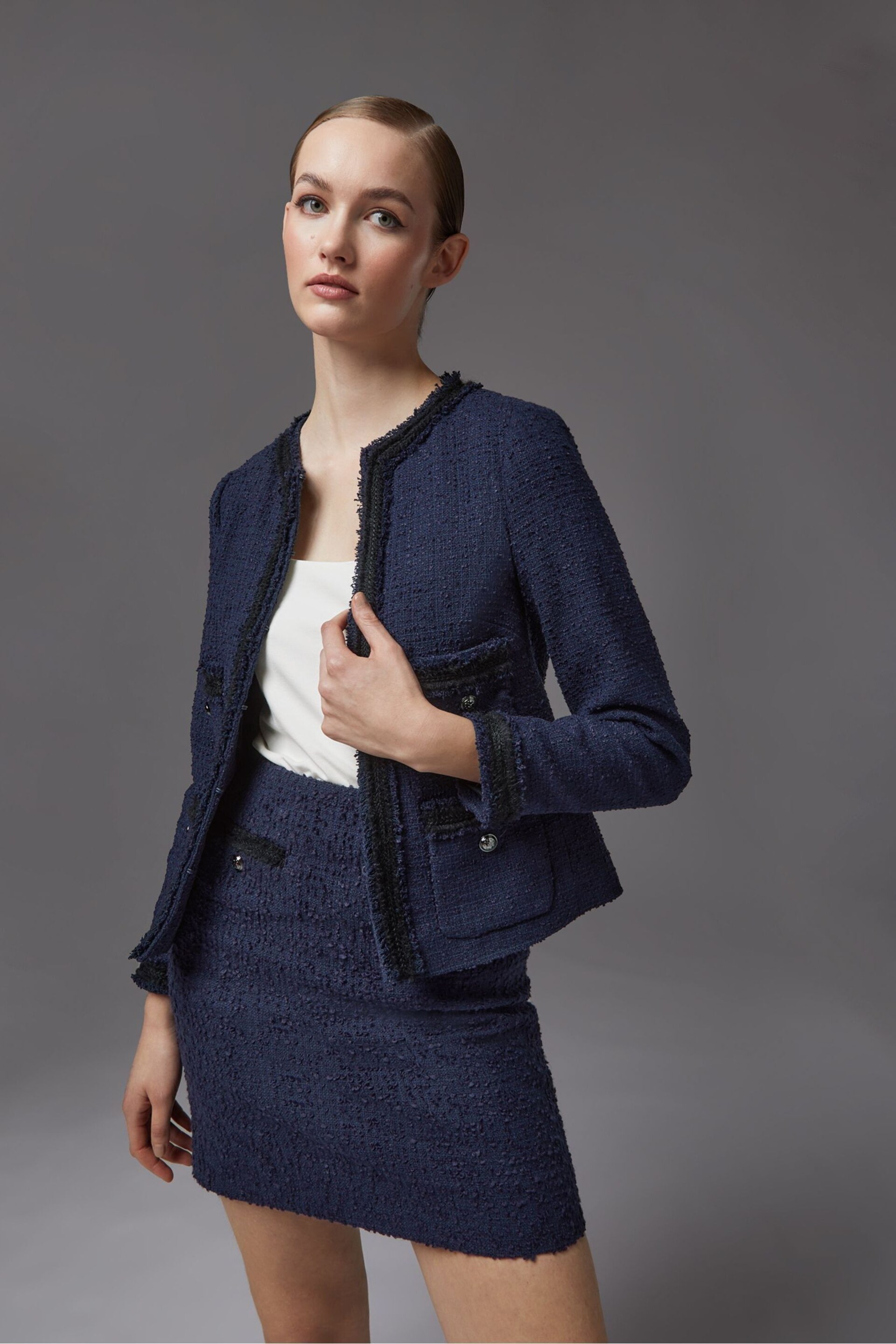 LK Bennett Charlee Cotton Blend Tweed Jacket - Image 1 of 5