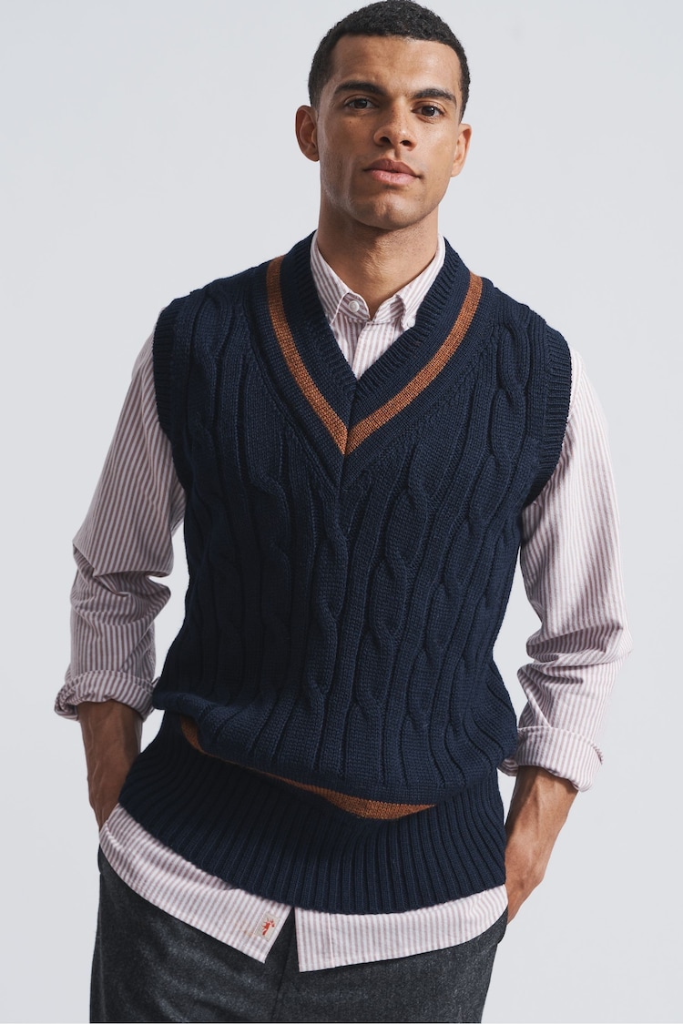 Aubin Blue Hobbs Cricket Wool Slipover - Image 1 of 7