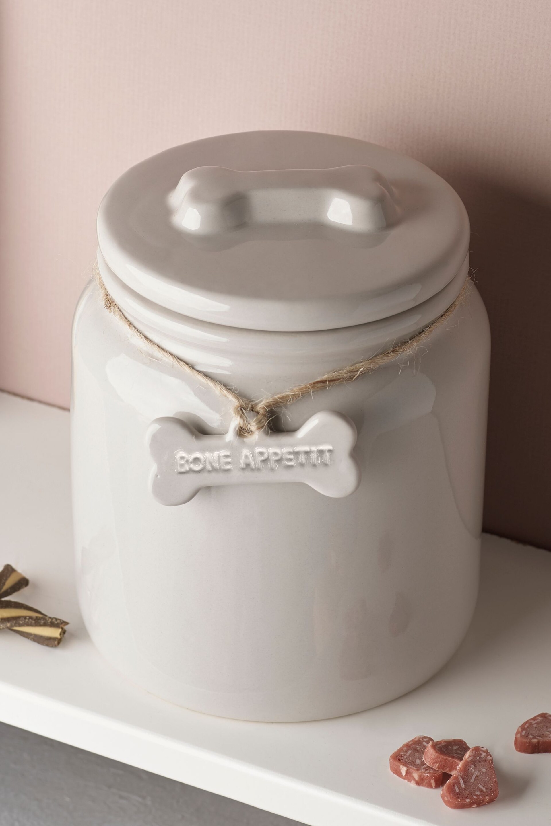 White Ceramic Pet Treat Jar - Image 2 of 3