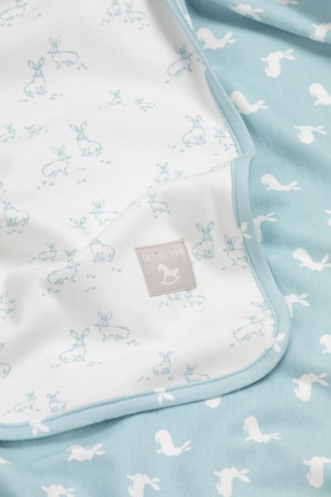 The Little Tailor Blue Baby Soft Jersey Easter Bunny Print Blanket