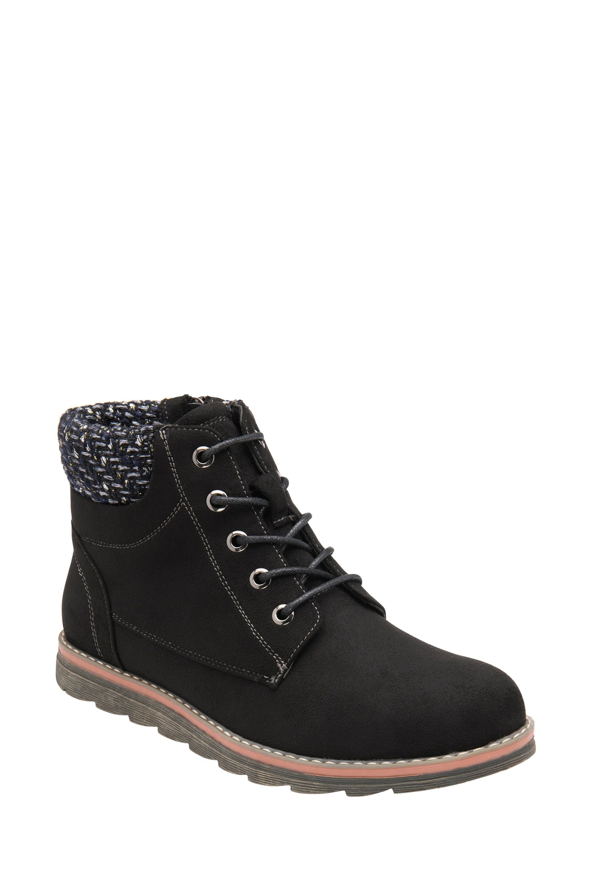 Lotus Black Lace-Up Ankle Boots - Image 1 of 4