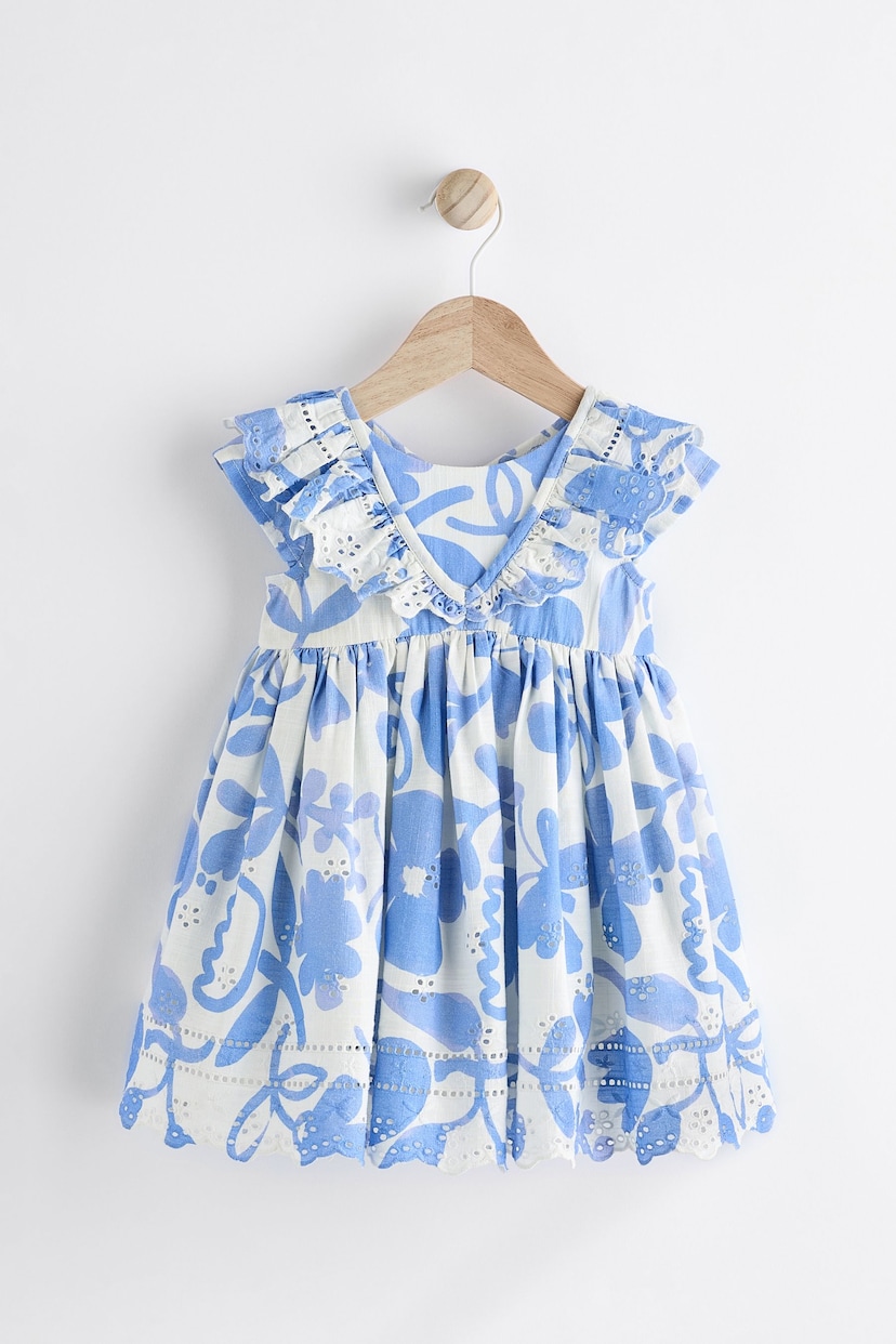 Blue/White Baby Broderie Dress (0mths-2yrs) - Image 1 of 8