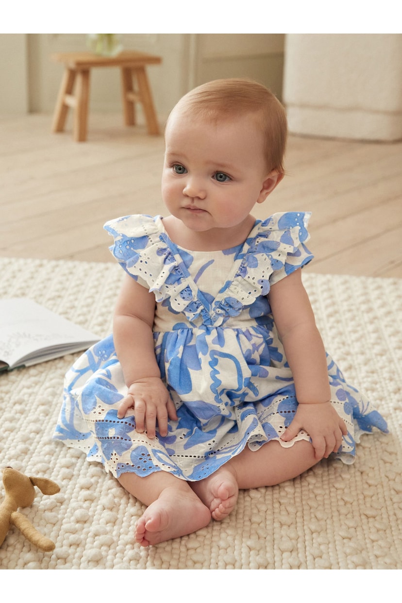 Blue/White Baby Broderie Dress (0mths-2yrs) - Image 2 of 8