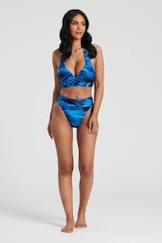 South Beach Blue Printed Twisted Detail Bikini Set - Image 1 of 3