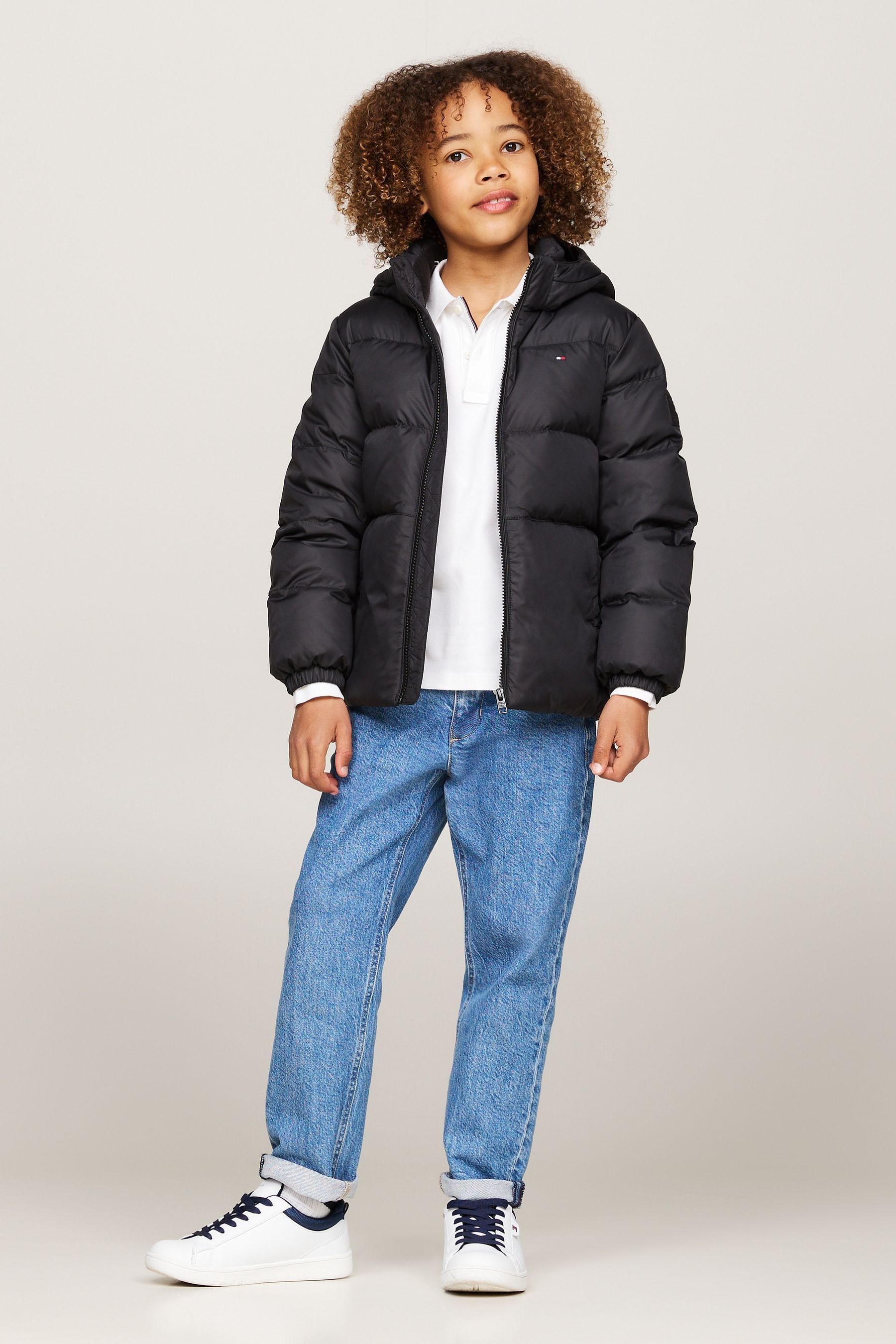 TOMMY HILFIGER Boys Black Hooded Down Puffer Jacket