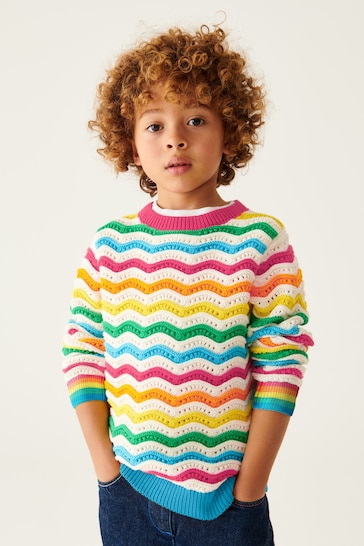 Little Bird by Jools Oliver Multi Rainbow Multicoloured Striped Knitted Jumper