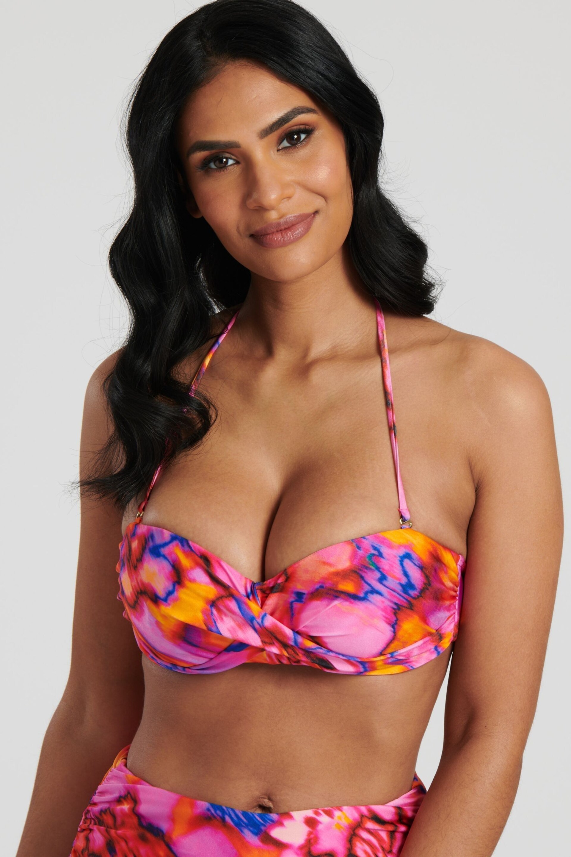South Beach Pink Printed Twisted Halterneck Bikini Set - Image 3 of 6