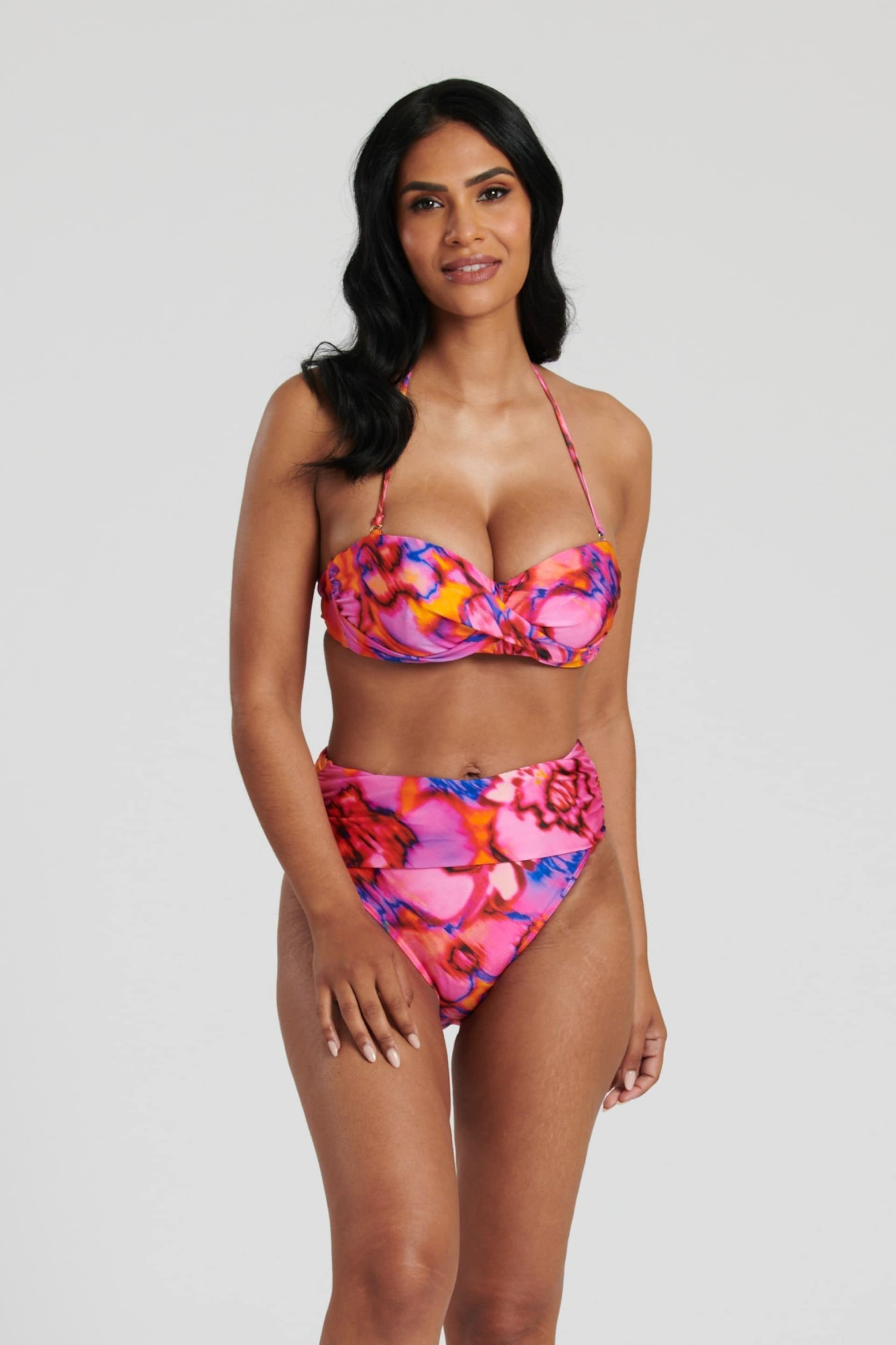 South Beach Pink Printed Twisted Halterneck Bikini Set - Image 6 of 6