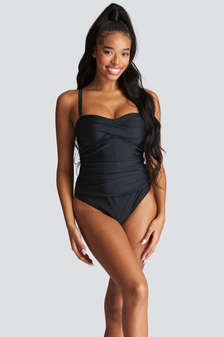 South Beach Black Bandeau Tummy Control Swimsuit With Removeable Strap - Image 1 of 5