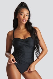 South Beach Black Bandeau Tummy Control Swimsuit With Removeable Strap - Image 3 of 5