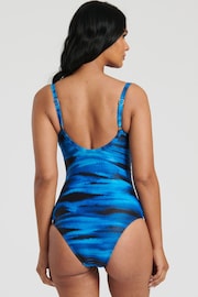 South Beach Blue Printed Cross-Over Tummy Control Swimsuit - Image 6 of 6