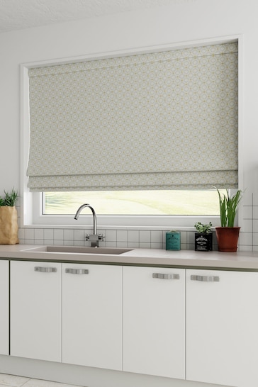Grey Natural Country Geo Jacquard Made To Measure Roman Blind