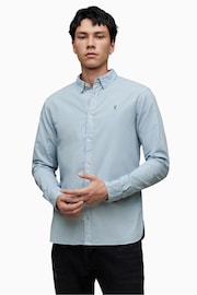 AllSaints Blue Hawthorne Long Sleeved Shirt - Image 1 of 4