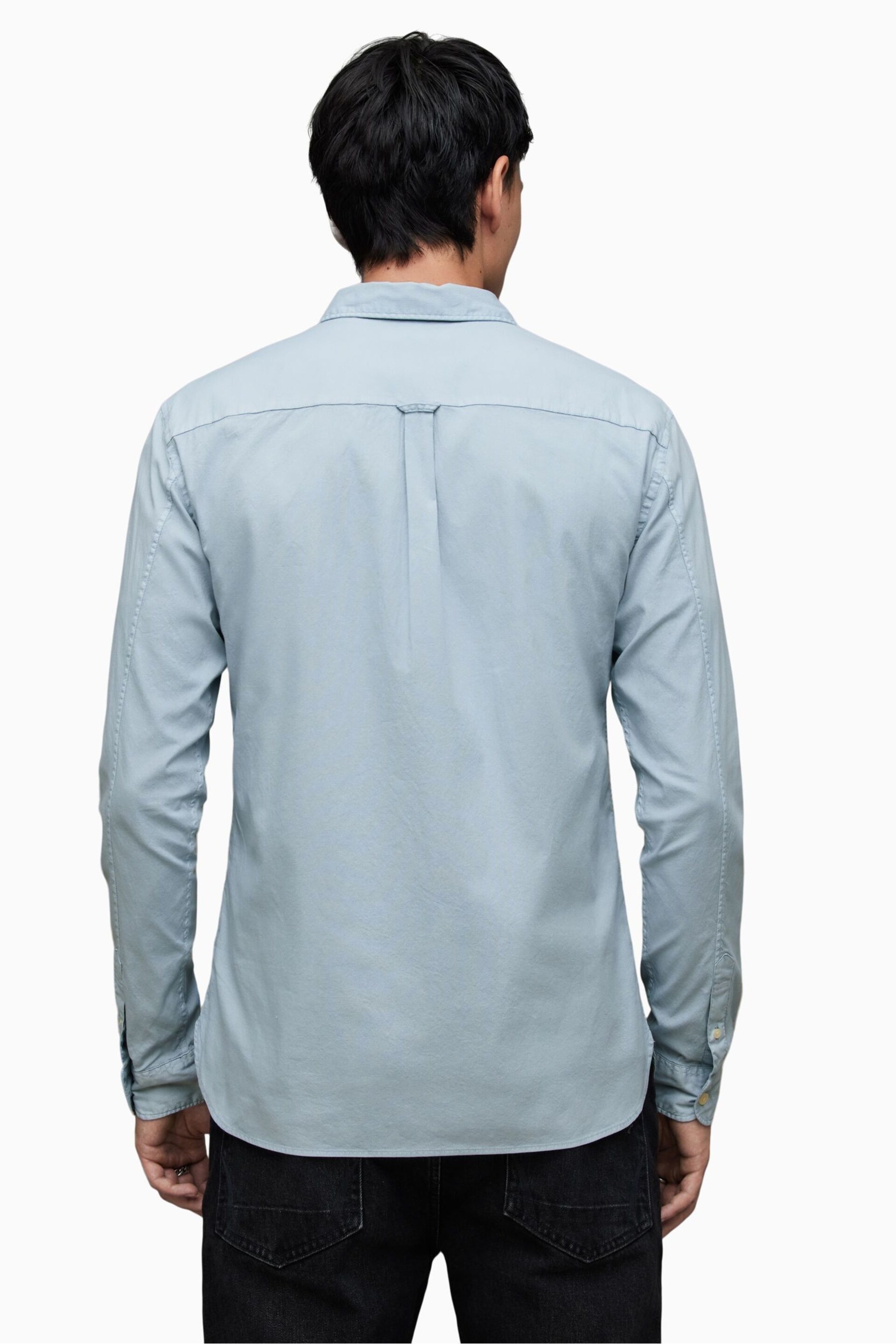 AllSaints Blue Hawthorne Long Sleeved Shirt - Image 2 of 4