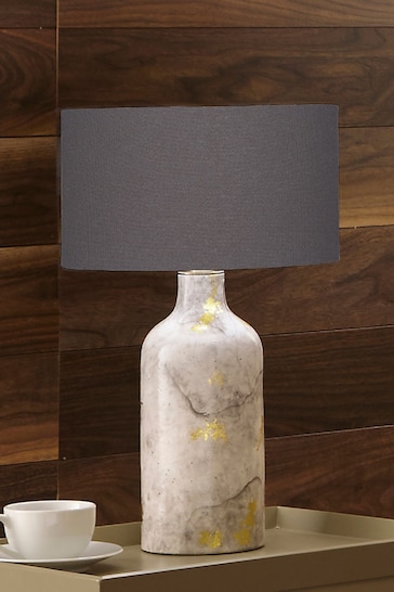 Pacific Gold Keros Marble Effect Leaf Glaze Stoneware Table Lamp