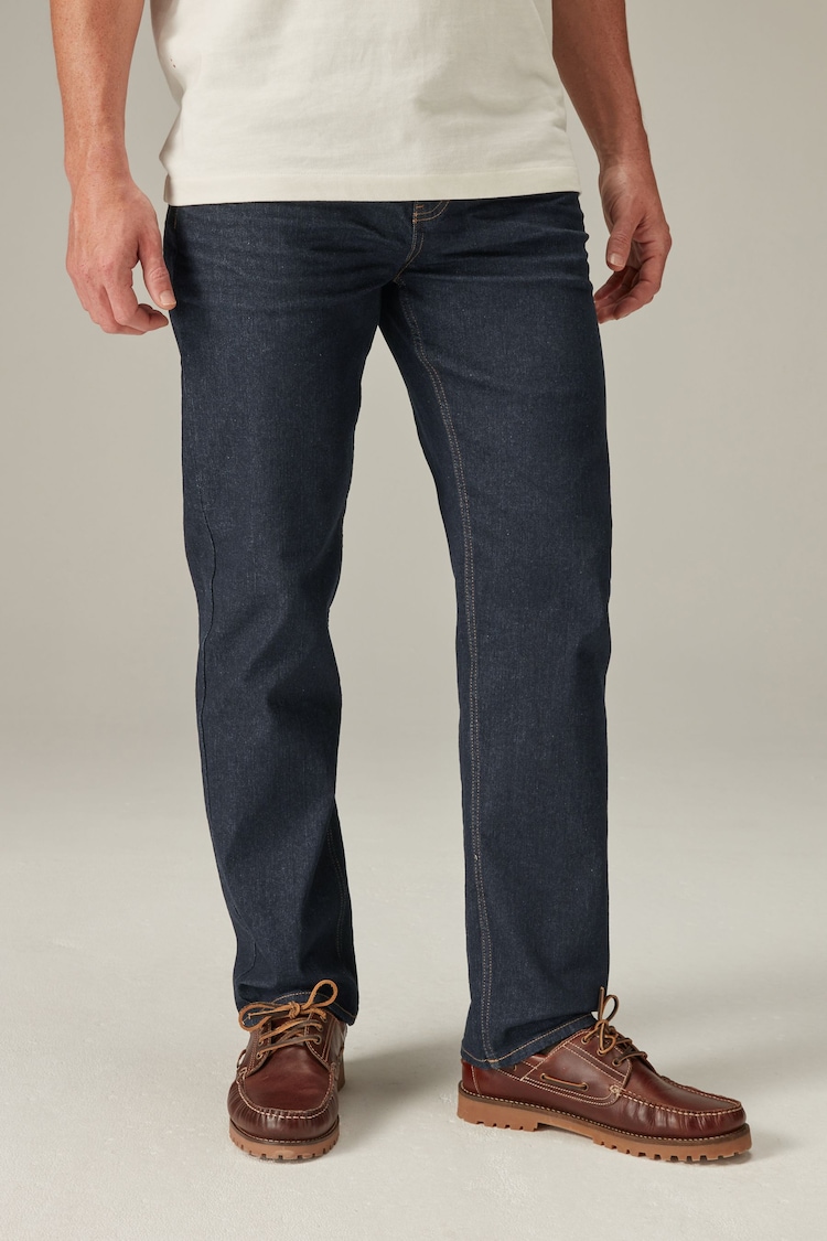 Dark Blue Straight Fit Essential Stretch Jeans - Image 1 of 8