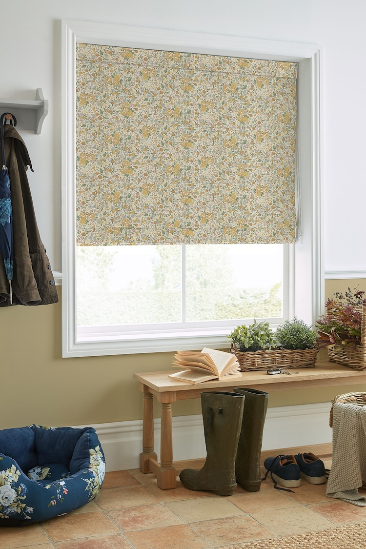 Laura Ashley Pale Gold Rowena Made to Measure 100% Cotton Roman Blinds - Image 2 of 6