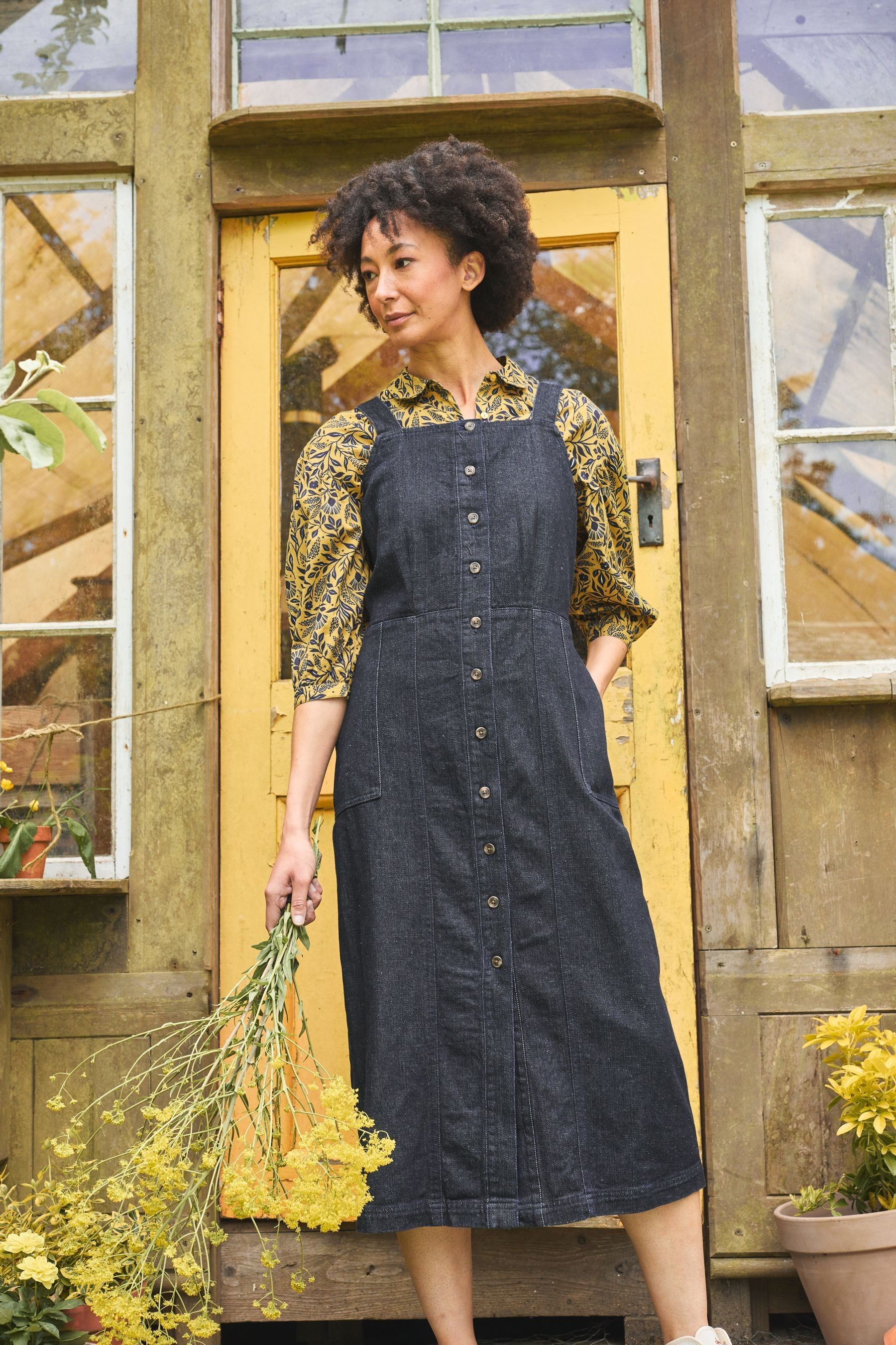 Midi pinafore dress clearance