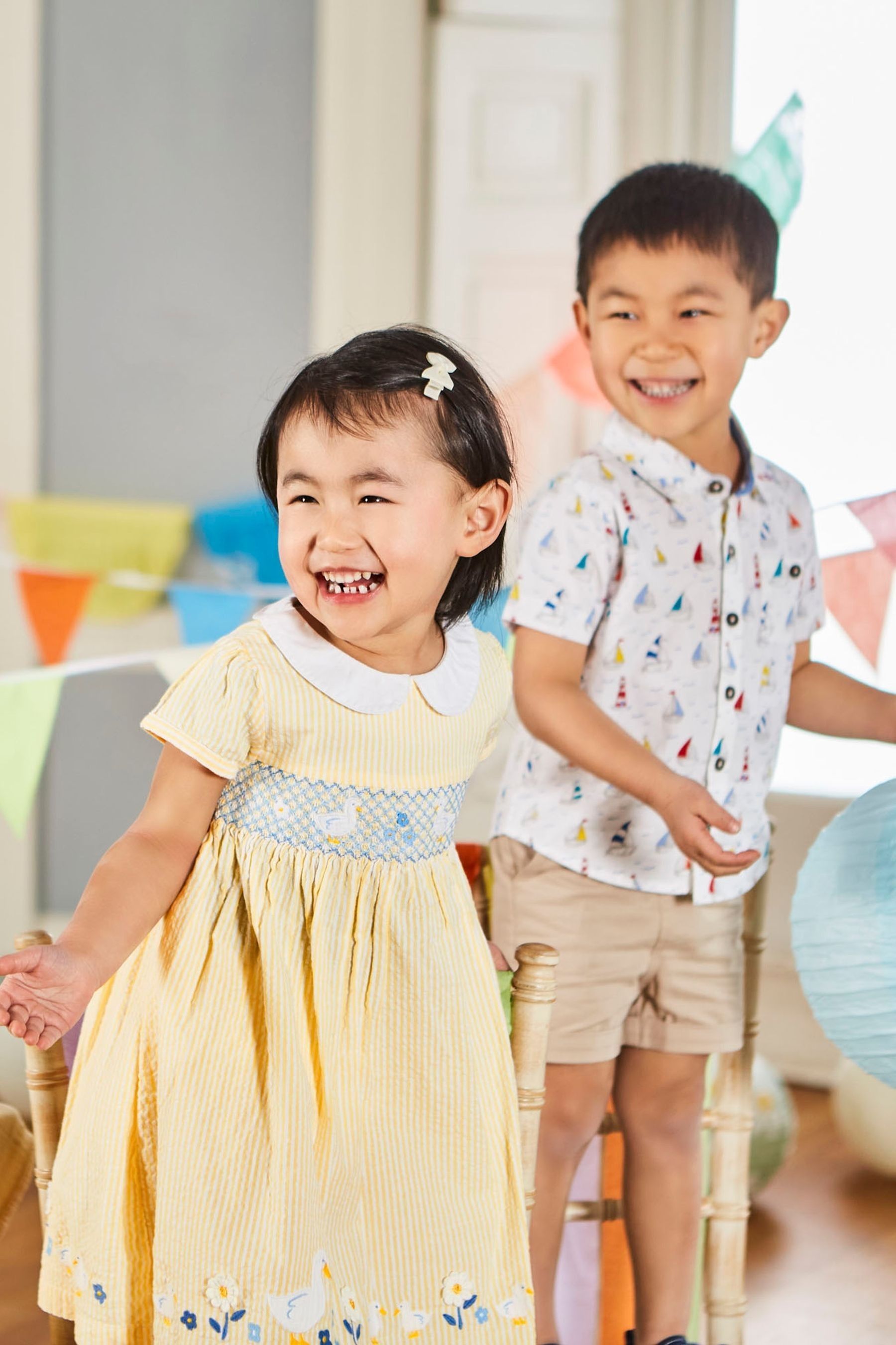 Buy JoJo Maman Bebe Yellow Girls Yellow Duck Smocked Dress from Next Luxembourg