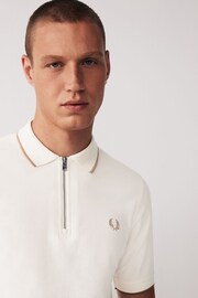 Fred Perry Crepe Pique Zip Neck Polo Shirt - Image 1 of 4