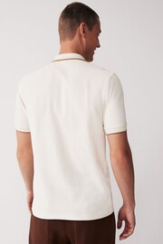 Fred Perry Crepe Pique Zip Neck Polo Shirt - Image 4 of 4