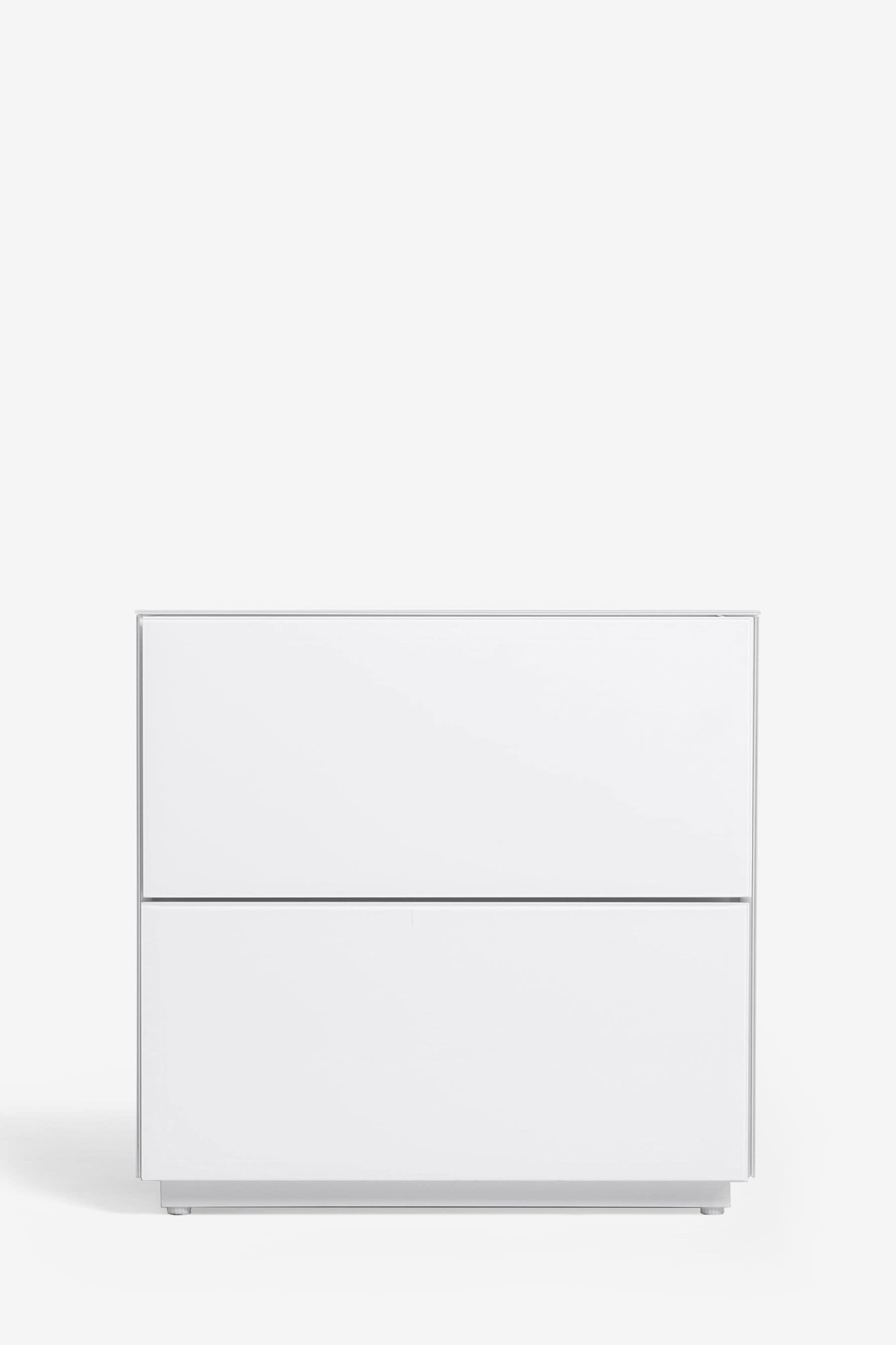 White Sloane Glass Collection Luxe 2 Drawer Wide Bedside Table