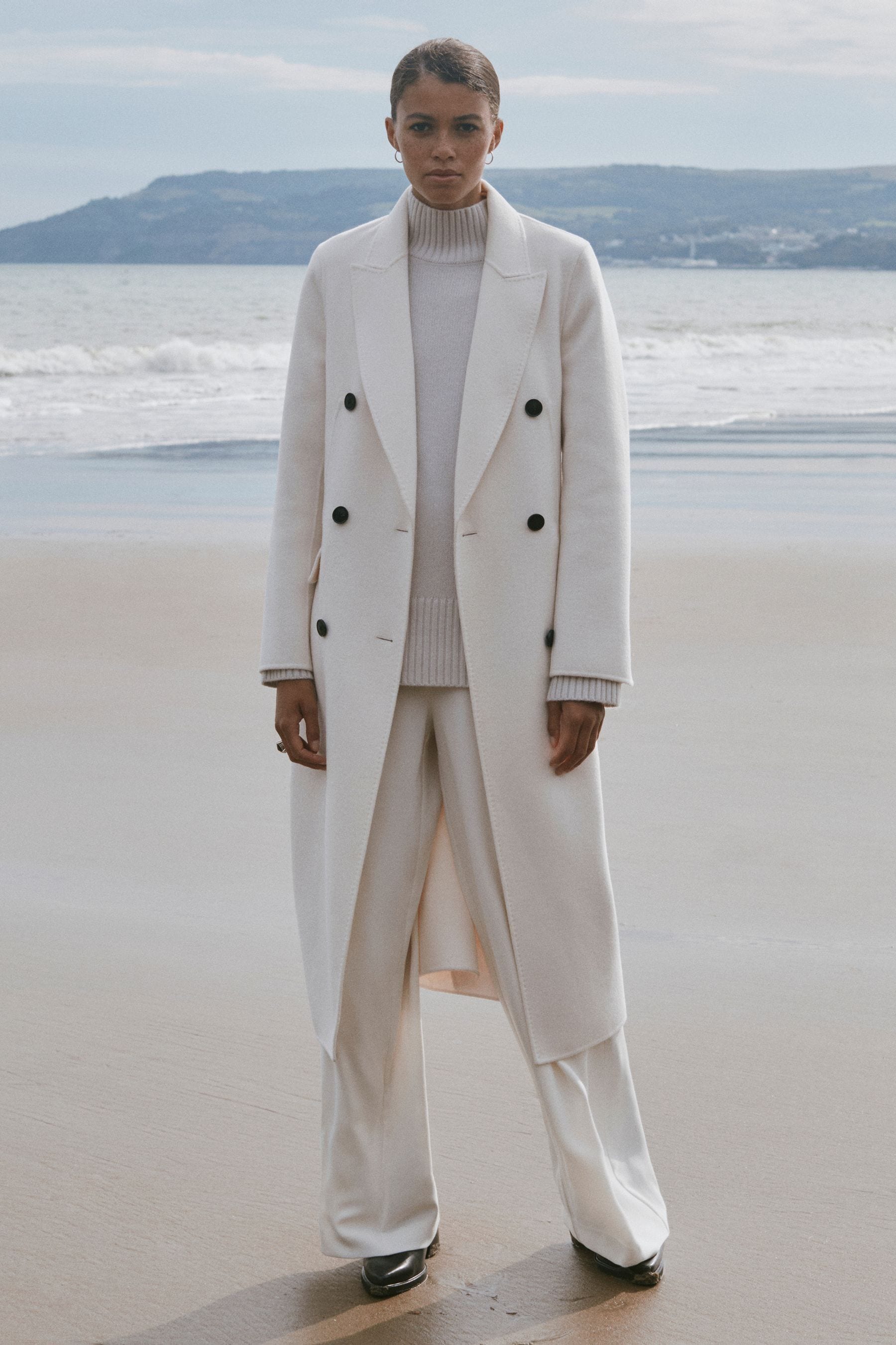 Cream wool coat uk top