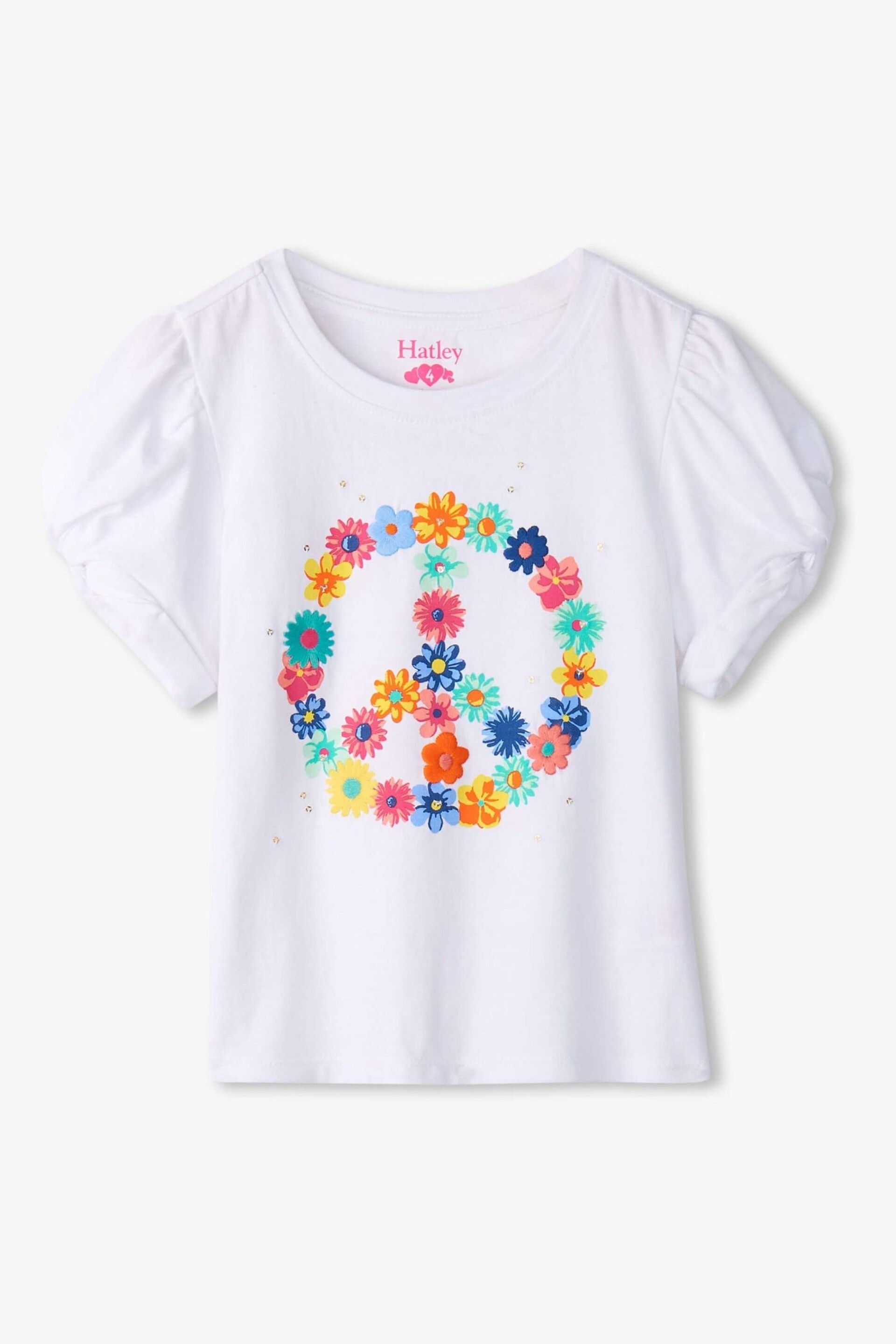 Hatley Peace Flower Twisted Sleeve T-Shirt - Image 1 of 5