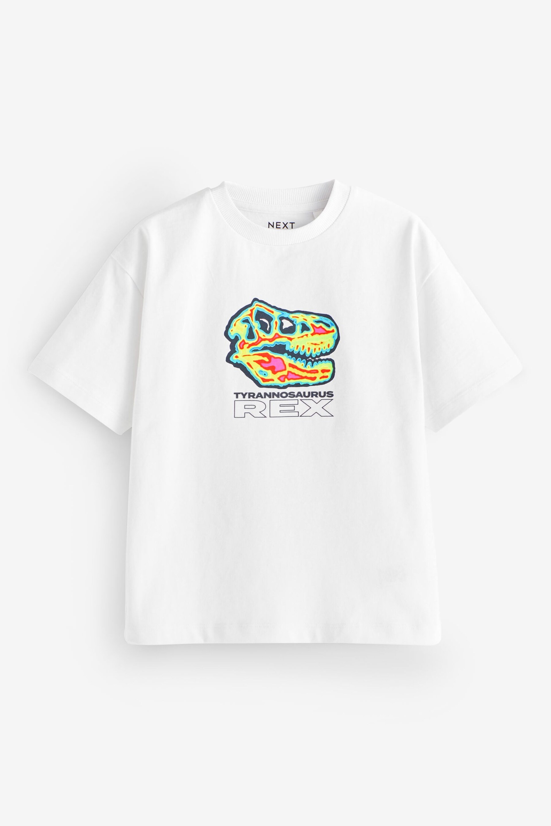 White Skull Dino Relaxed Fit Short Sleeve Graphic T-Shirt (3-16yrs) - Image 1 of 3