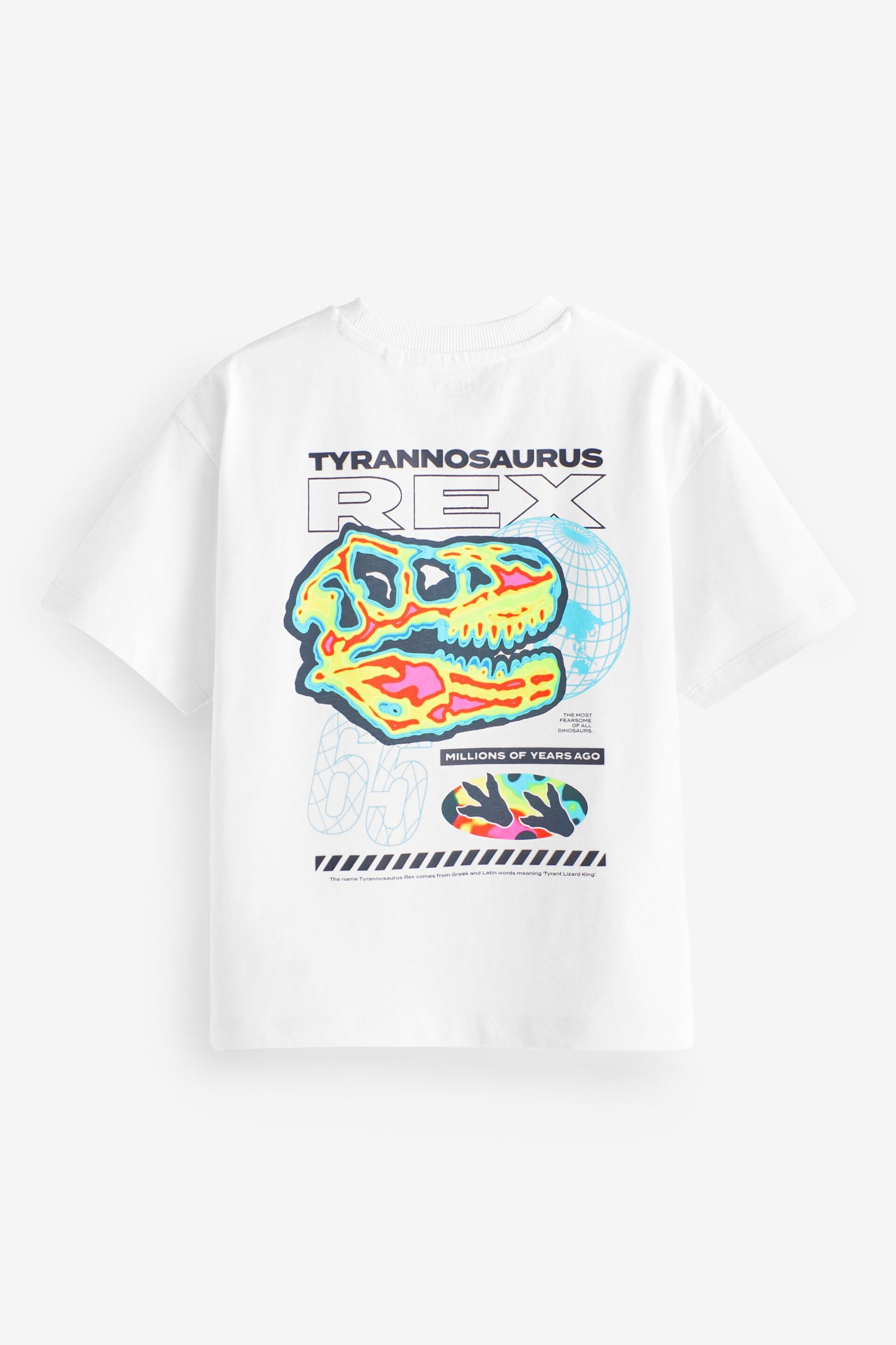 White Skull Dino Relaxed Fit Short Sleeve Graphic T-Shirt (3-16yrs) - Image 2 of 3