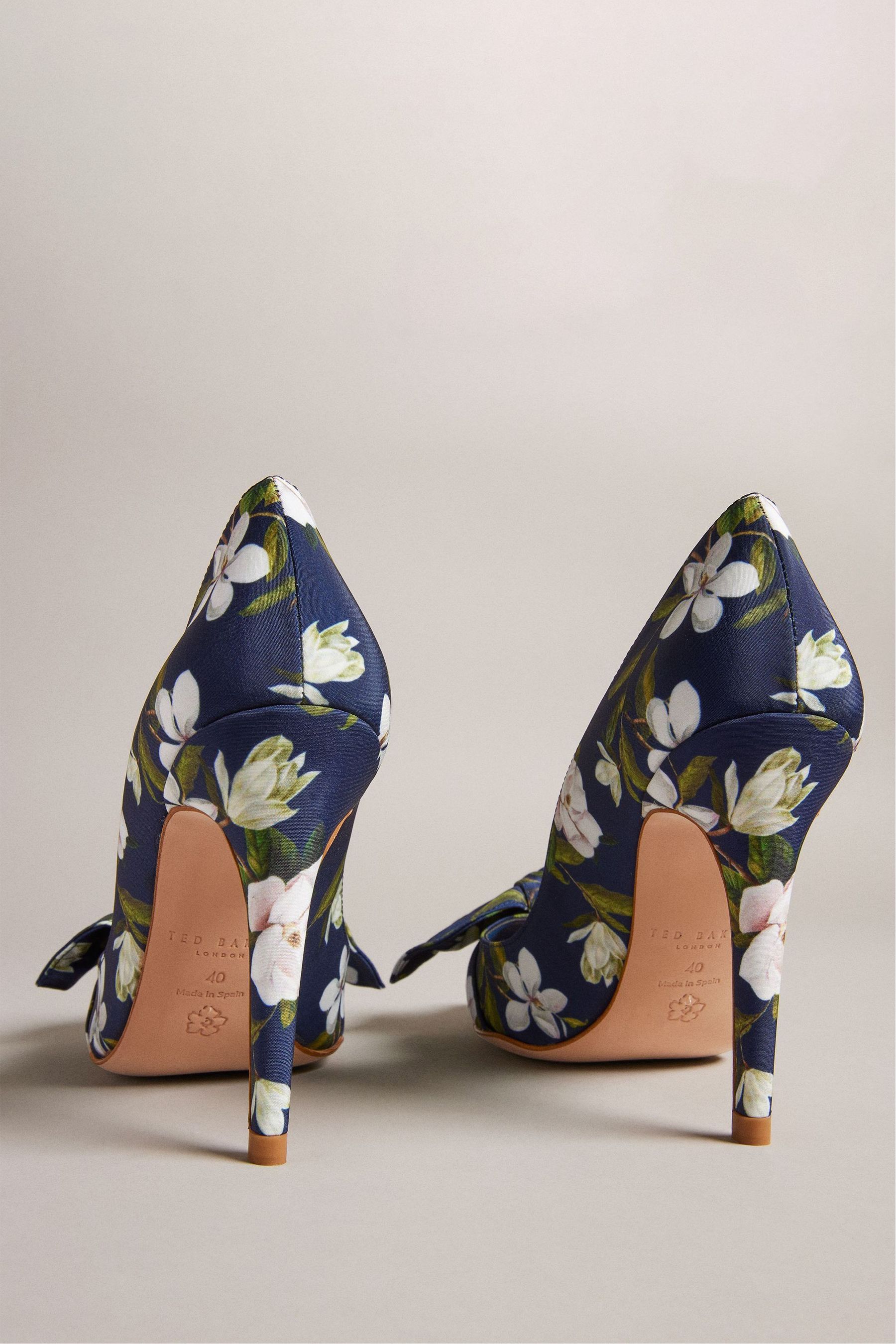 Buy Ted Baker Blue Hyra Printed Bow Court Heels from Next Luxembourg