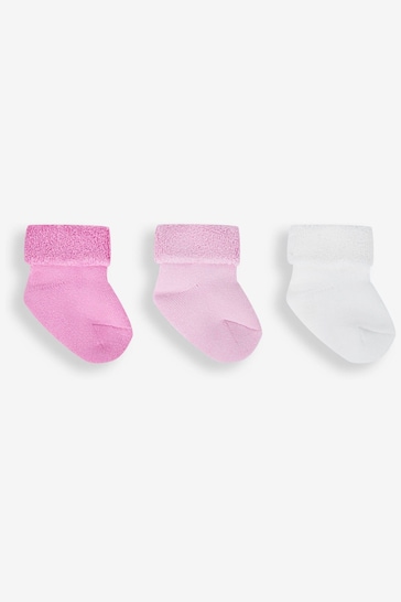 JoJo Maman Bébé Pink 3-Pack Baby Socks
