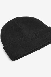 Black Flat Knit Beanie Hat (3mths-16yrs) - Image 2 of 2