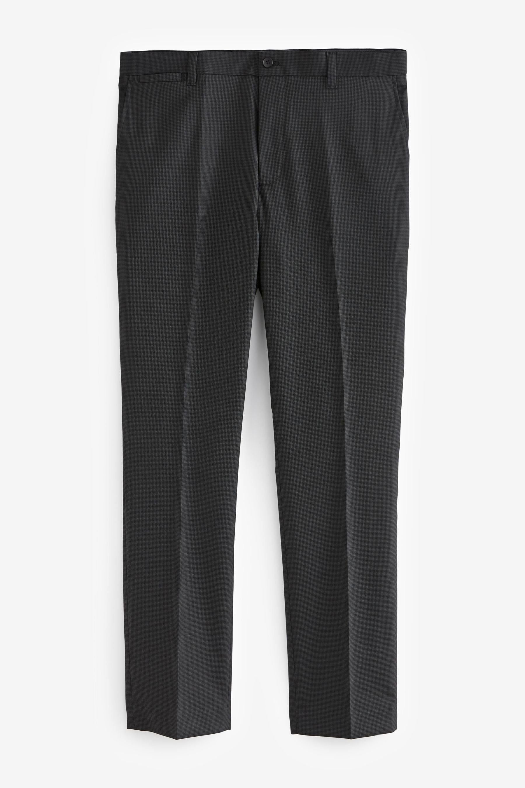 Black Slim Fit Textured Smart Trousers